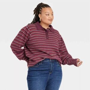 Ava & Viv Burgundy Striped Sweater